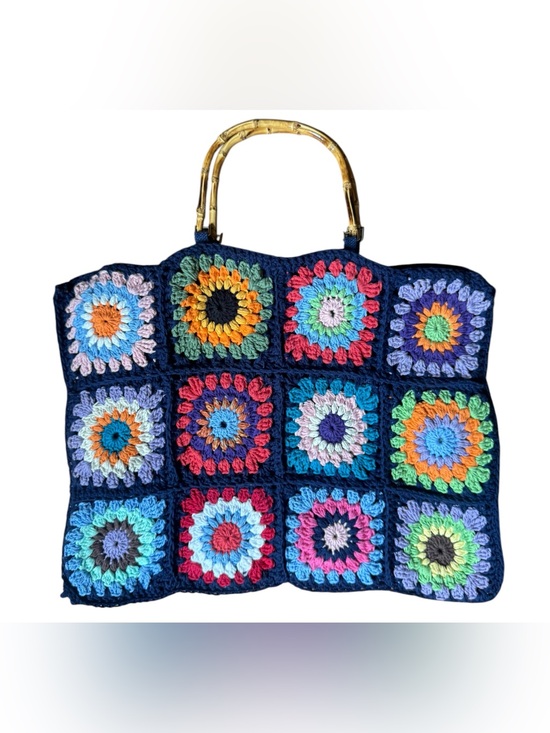 no brand Handbags - Vintage 1970’s Handmade Crochet Large Cottagecore Quilt Bag